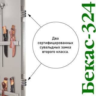 Сейф Gunsafe Бекас 324 с типом замка:  Два ключевых